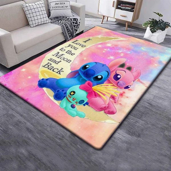 Disney Fashion Stitch Drukowanie 3D Anime Dywany Kreskówka Pokój dzienny Sypialnia Duży obszar Miękki dywan Dom Pokój dziecięcy Dywaniki - imagine 3