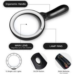 10x Magnifying Glass with 12 LED Illumination.