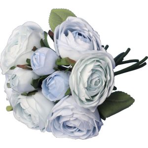 "BOUQUET OF 9 BLUE ROSES, 28CM"
