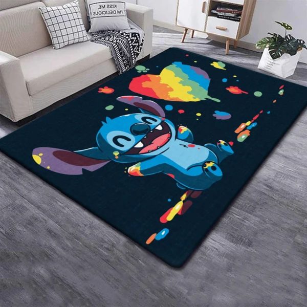 Disney Fashion Stitch Drukowanie 3D Anime Dywany Kreskówka Pokój dzienny Sypialnia Duży obszar Miękki dywan Dom Pokój dziecięcy Dywaniki - imagine 2