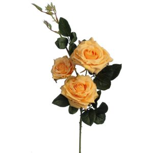 "Artificial Yellow Flower Branch with 3 Roses"