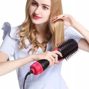 4-in-1 Hair Dryer Brush Straightener Curler.