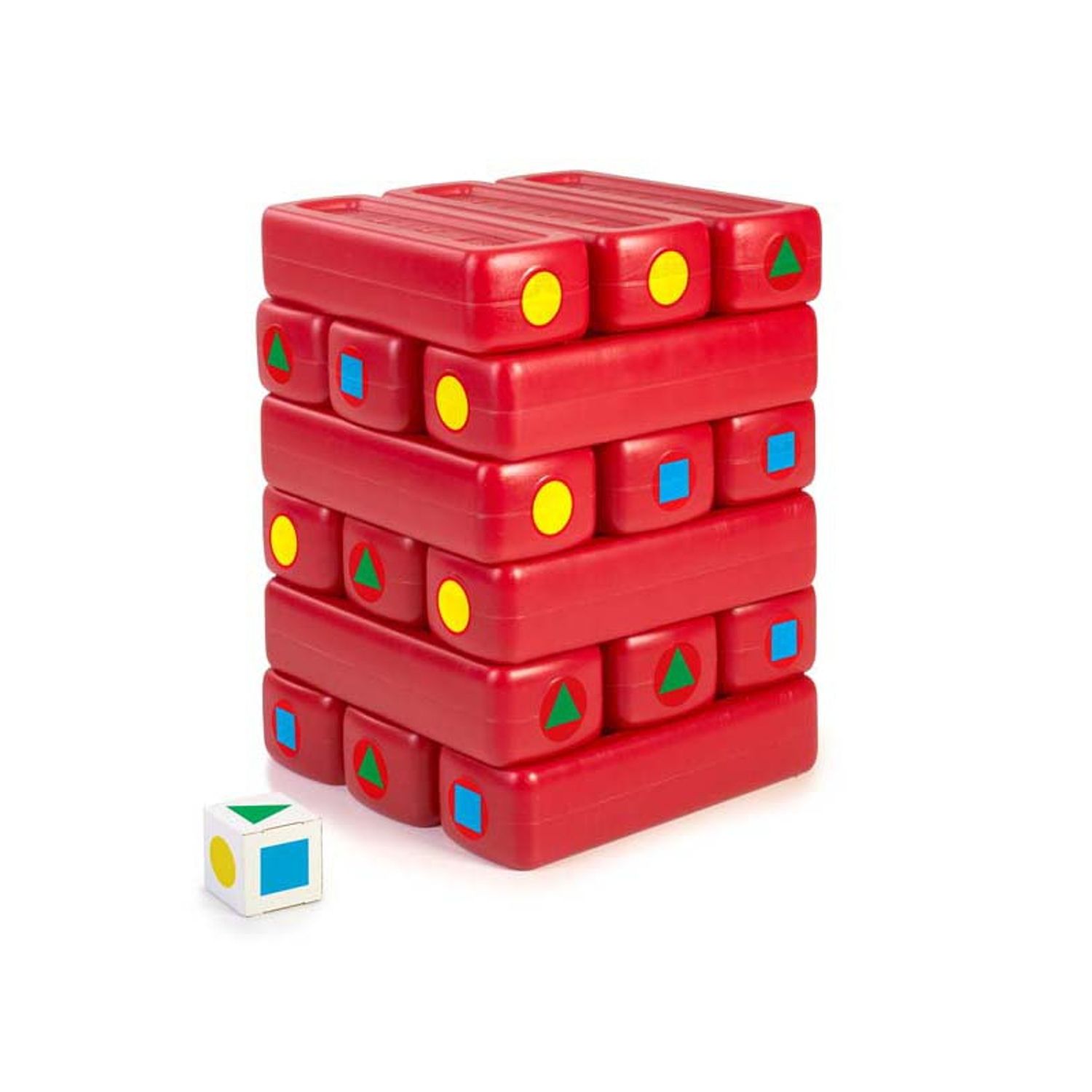 name to English: FEBER Mega Large Jenga Blocks Tower 18 blocks + dice.